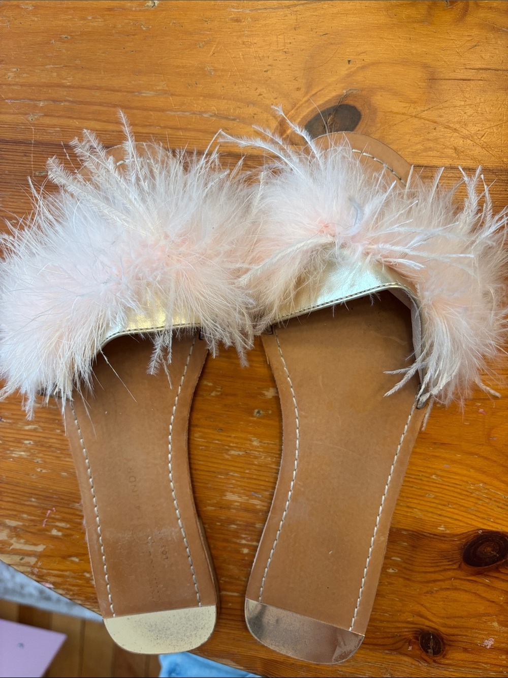 Chinese Laundry Feather Slide Sandals in Pale Pink